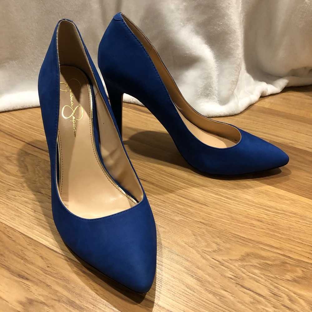 Jessica Simpson blue suede pumps